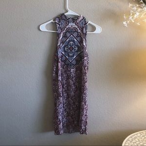 Tribal backless shift mini dress